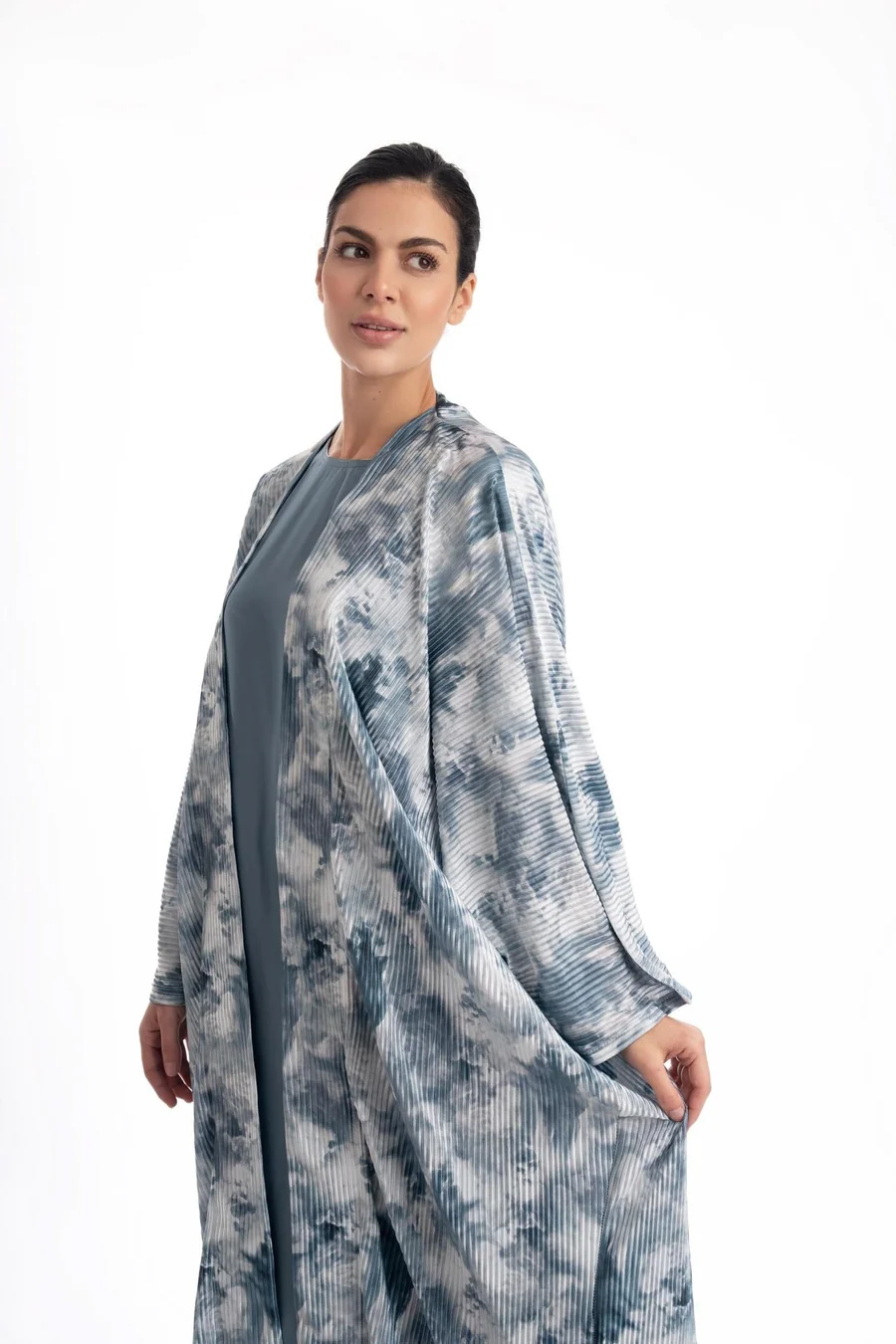 Ruba Printed Abaya – Blue supplied by Yiwu Huanyu Trading Company