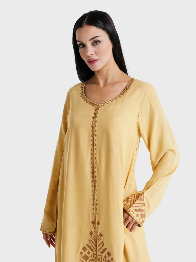 Light Brown Traditional Jalabiya supplied by Yiwu Huanyu Trading Company