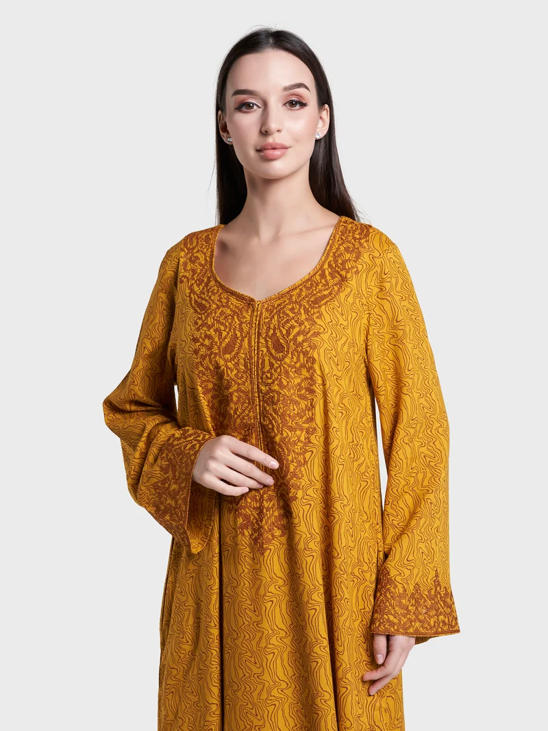 Mustard Classic Jalabiya supplied by Yiwu Huanyu Trading Company